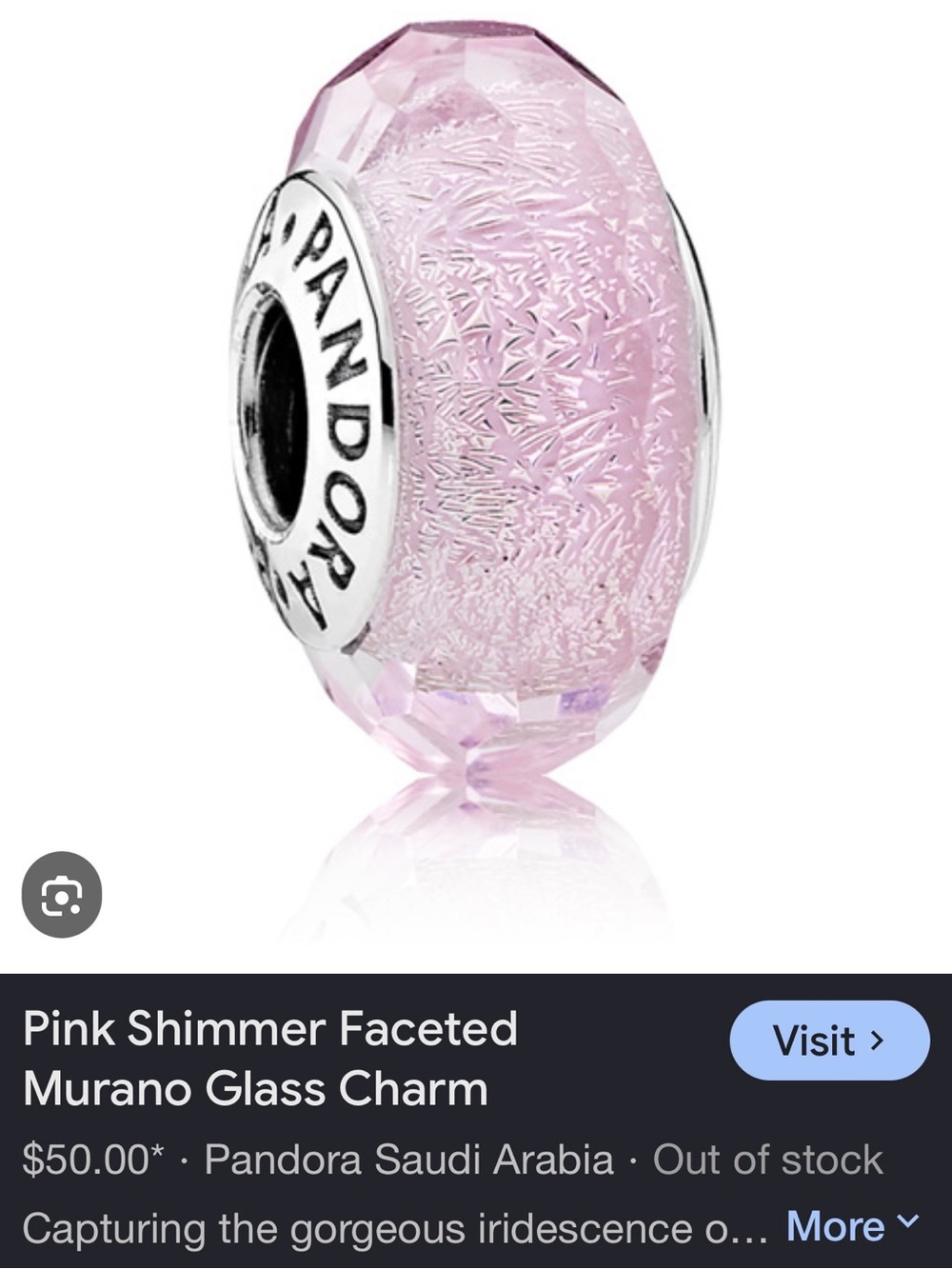 Pandora Fascinating Pink Murano Charm